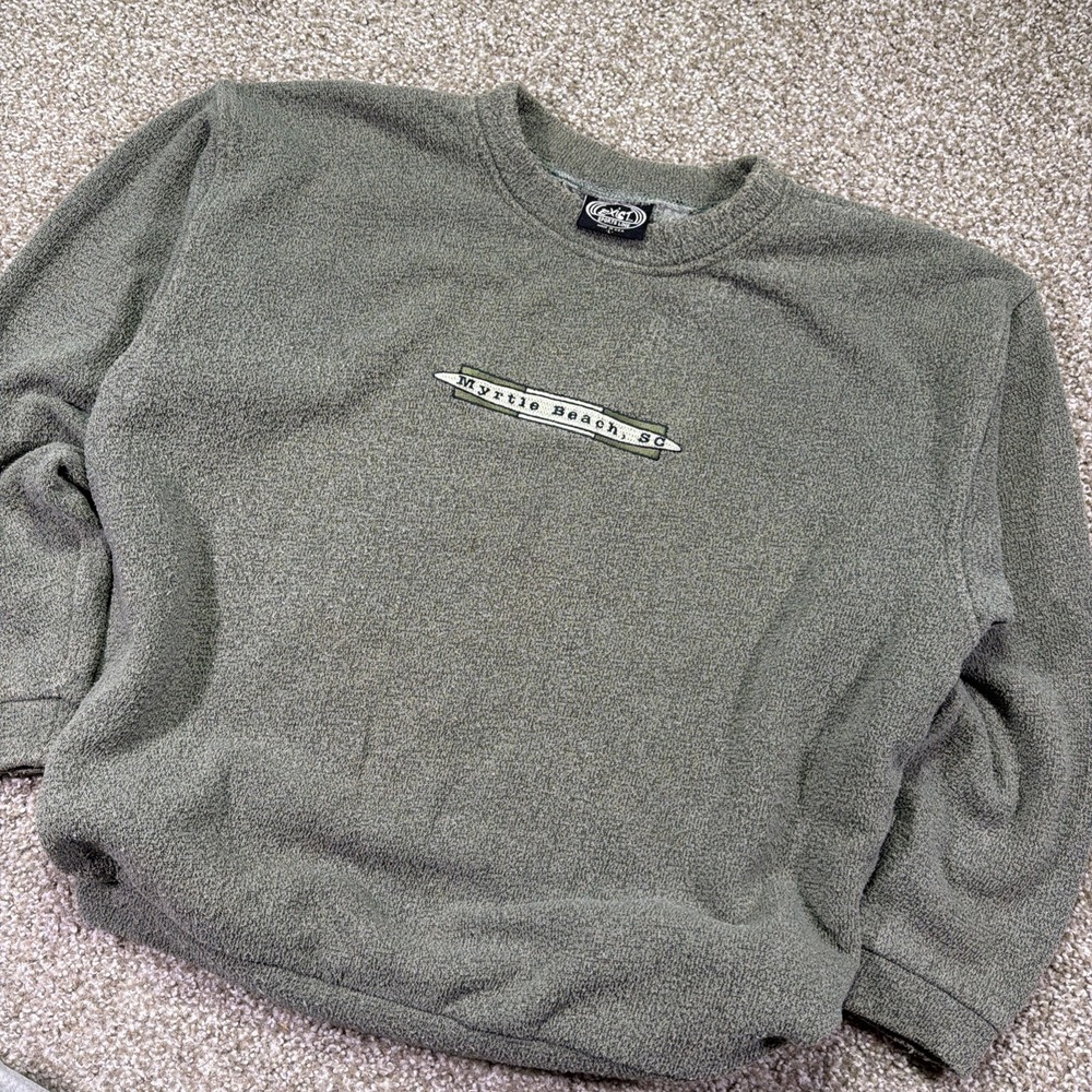 Myrtle Beach Surfboard Sweatshirt Green Rag Style Sweatshirt Size L USA Surfwear